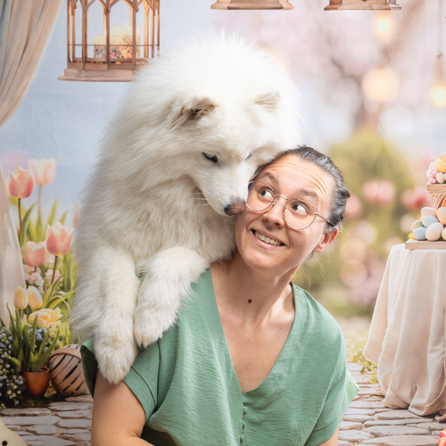 photographe canin studio photo fleurs chien paques 