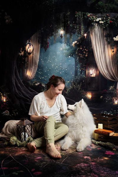 studio photo romantique chien foret enchanté provence