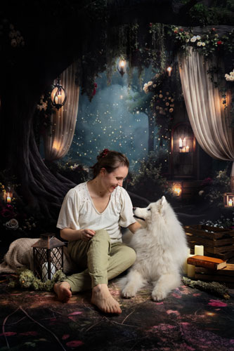 studio photo romantique chien foret enchanté provence